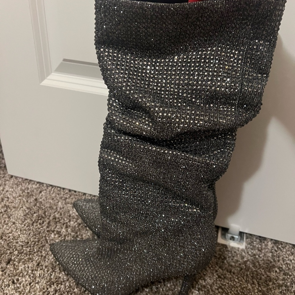 Jessica Simpson Silver Heeled Boots - Picture 2 of 4